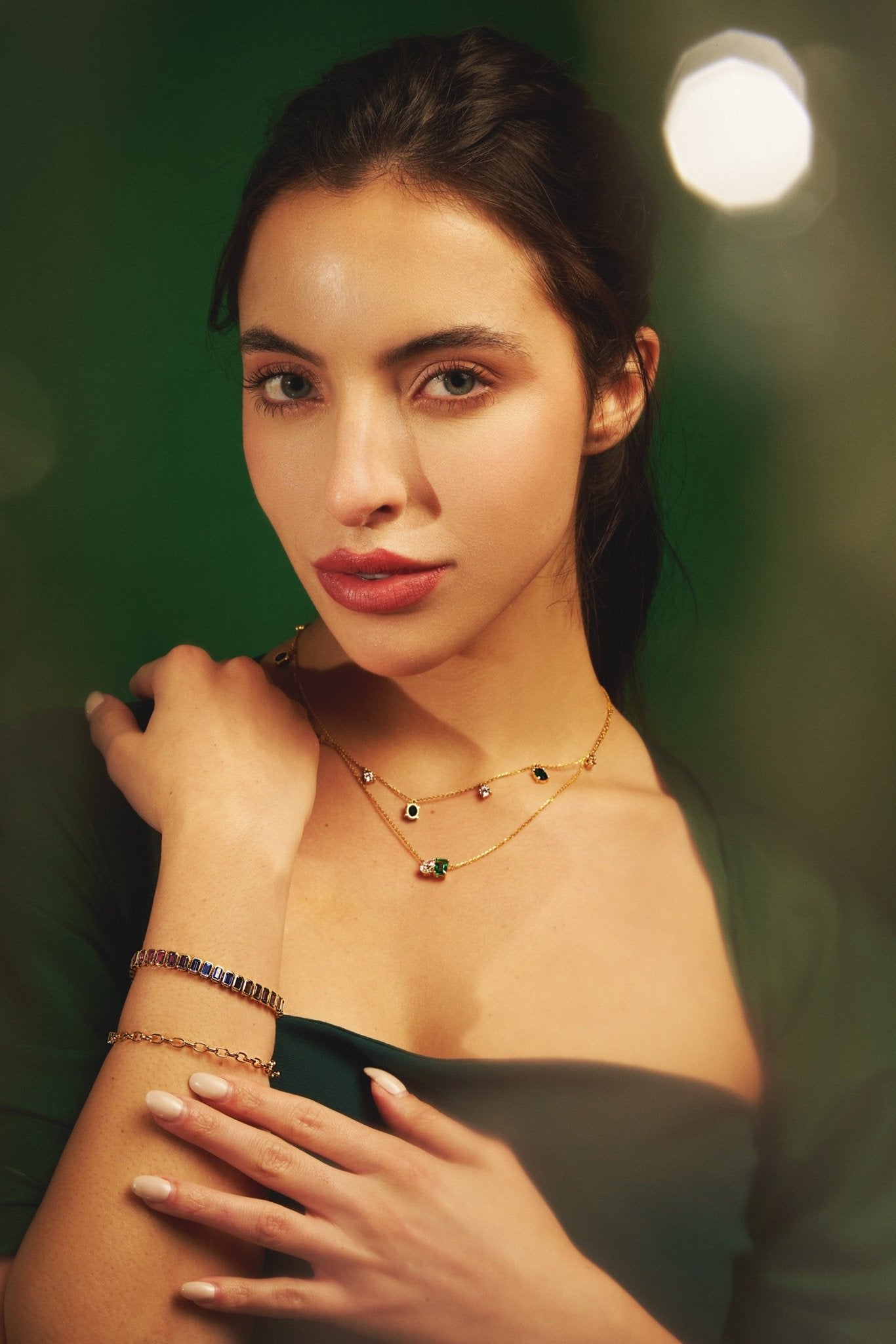 Amy Emerald and Pear Toi et Moi Pendant Necklace 1ctW with 18" Adjustable Chain - AYKA JEWELS