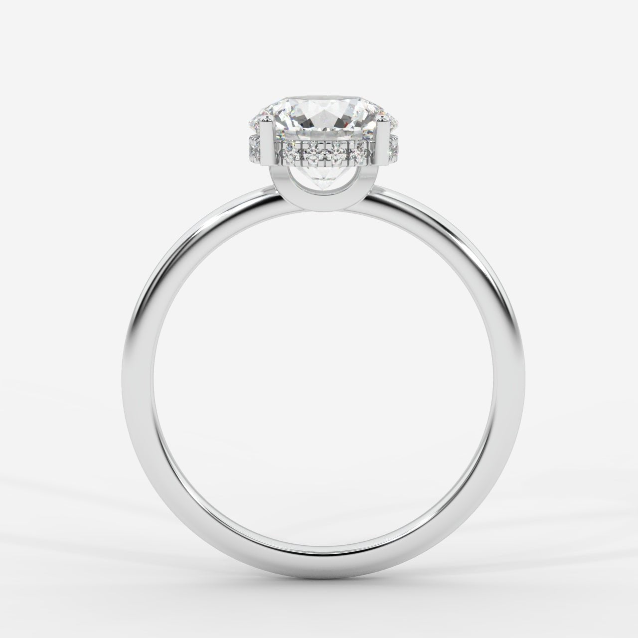 Aria Solitaire Ring With Hidden Halo - Round - AYKA JEWELS