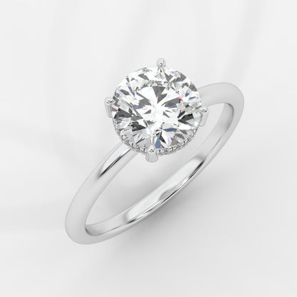 Aria Solitaire Ring With Hidden Halo - Round - AYKA JEWELS