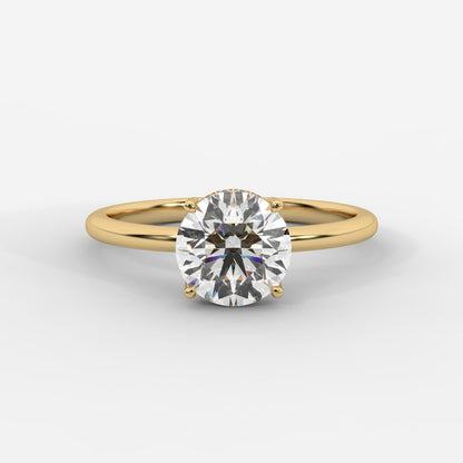 Aria Solitaire Ring With Hidden Halo - Round - AYKA JEWELS