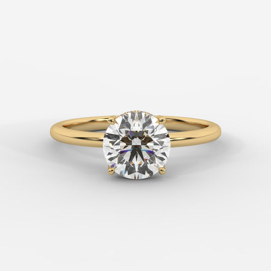 Aria Solitaire Ring With Hidden Halo - Round - AYKA JEWELS