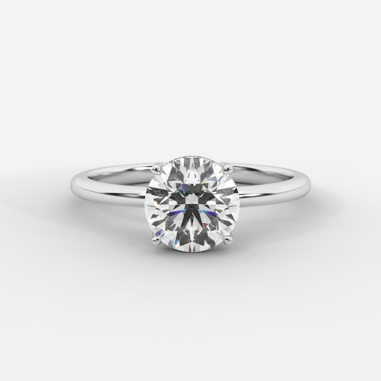 Aria Solitaire Ring With Hidden Halo - Round - AYKA JEWELS