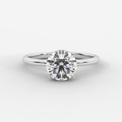 Aria Solitaire Ring With Hidden Halo - Round - AYKA JEWELS