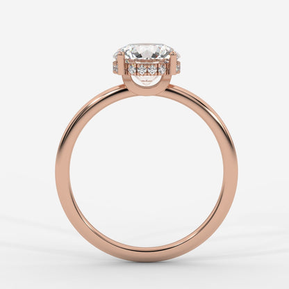 Aria Solitaire Ring With Hidden Halo - Round - AYKA JEWELS