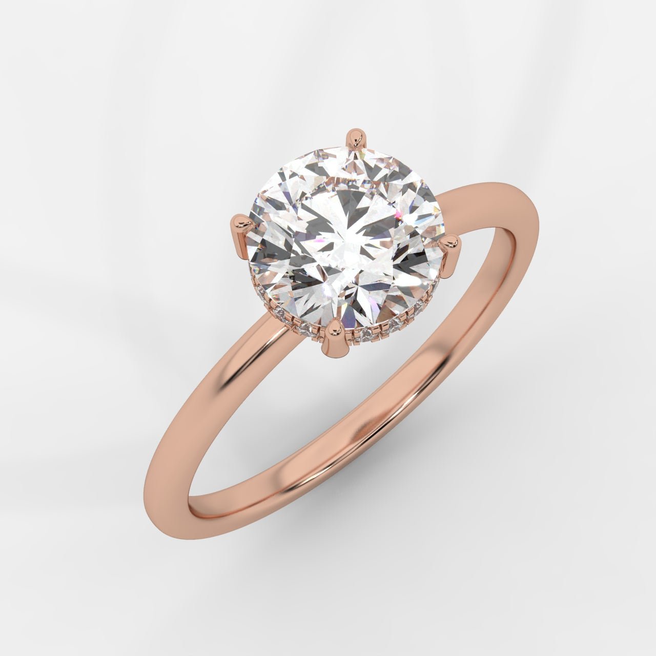 Aria Solitaire Ring With Hidden Halo - Round - AYKA JEWELS