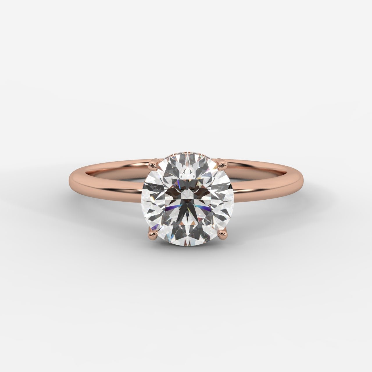 Aria Solitaire Ring With Hidden Halo - Round - AYKA JEWELS