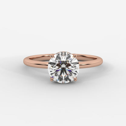 Aria Solitaire Ring With Hidden Halo - Round - AYKA JEWELS