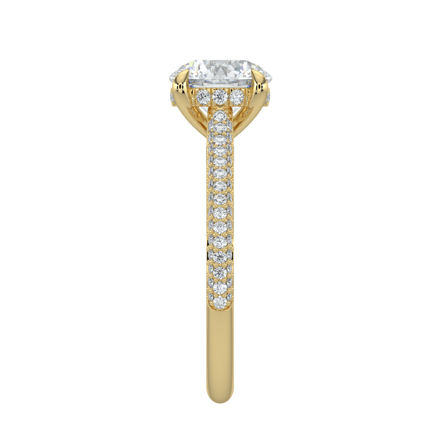 Ariana Brilliant Diamond Ring with Triple Pavé Band - Round - AYKA JEWELS