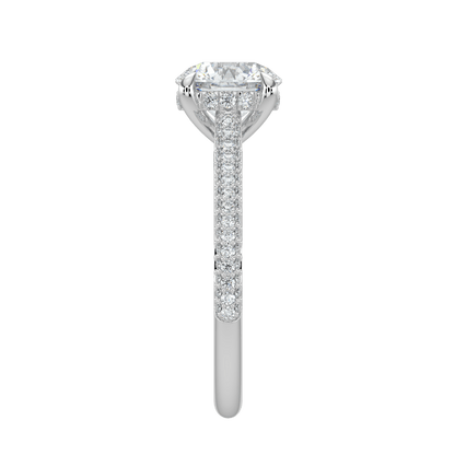 Ariana Brilliant Diamond Ring with Triple Pavé Band - Round - AYKA JEWELS