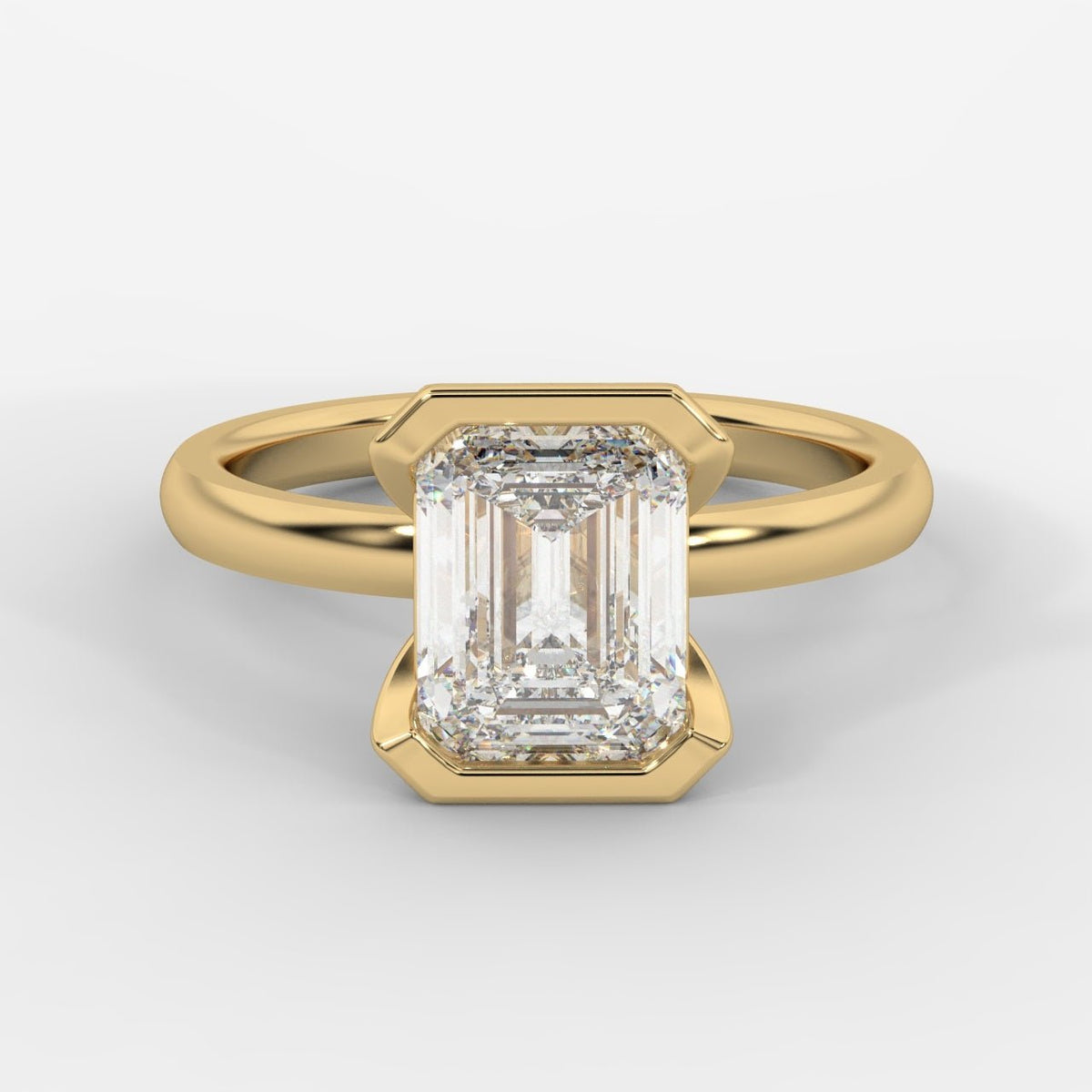 Armani Half-Bezel Solitaire Ring – Emerald - AYKA JEWELS