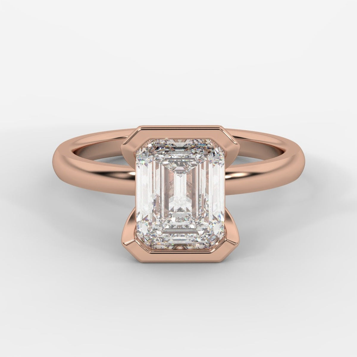 Armani Half-Bezel Solitaire Ring – Emerald - AYKA JEWELS