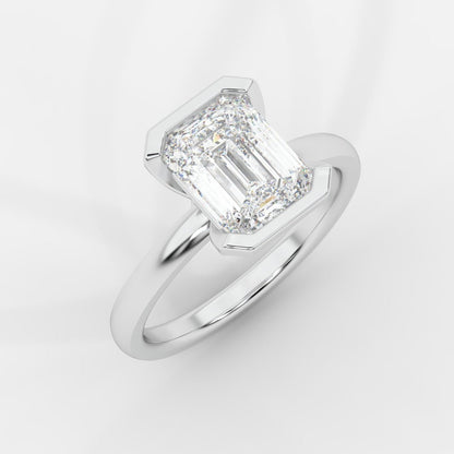 Armani Half-Bezel Solitaire Ring – Emerald - AYKA JEWELS