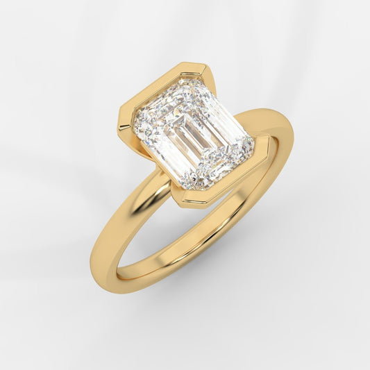 Armani Half-Bezel Solitaire Ring – Emerald - AYKA JEWELS