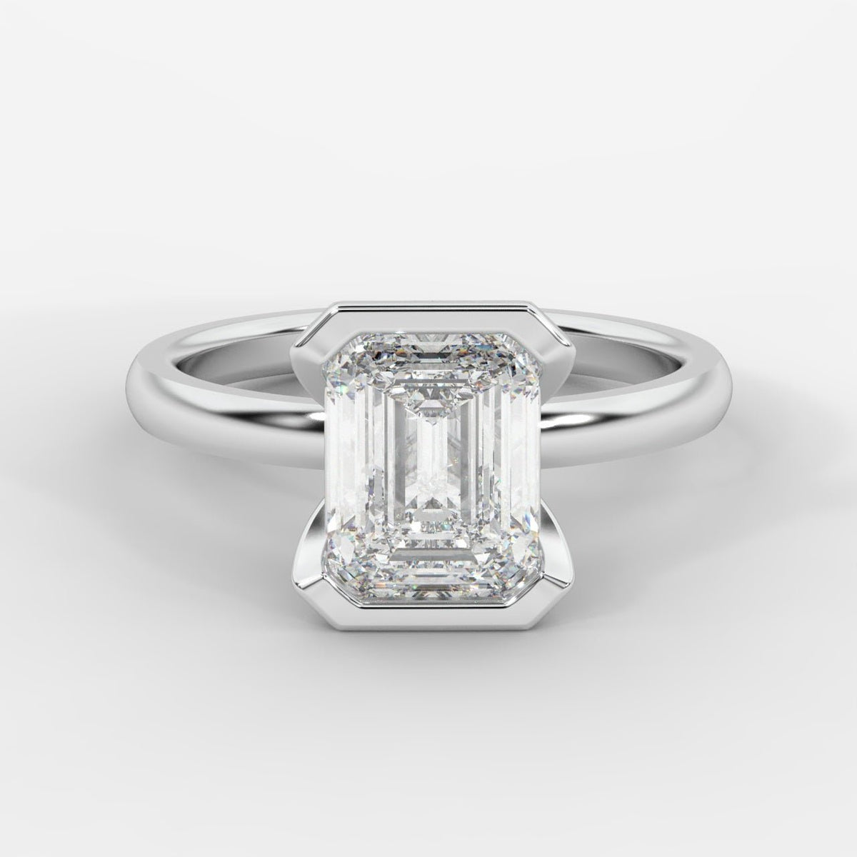 Armani Half-Bezel Solitaire Ring – Emerald - AYKA JEWELS