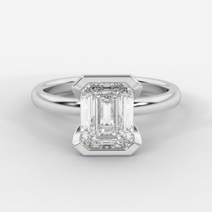 Armani Half-Bezel Solitaire Ring – Emerald - AYKA JEWELS