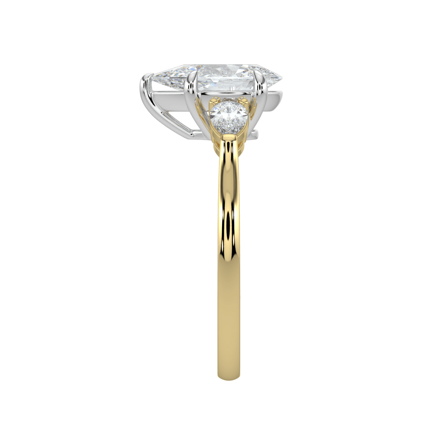 Aurielle Three Stone Ring with Tapered Band - Pear - AYKA JEWELS