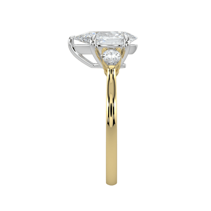 Aurielle Three Stone Ring with Tapered Band - Pear - AYKA JEWELS