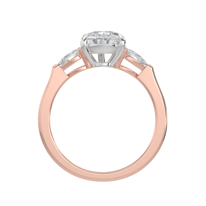 Aurielle Three Stone Ring with Tapered Band - Pear - AYKA JEWELS