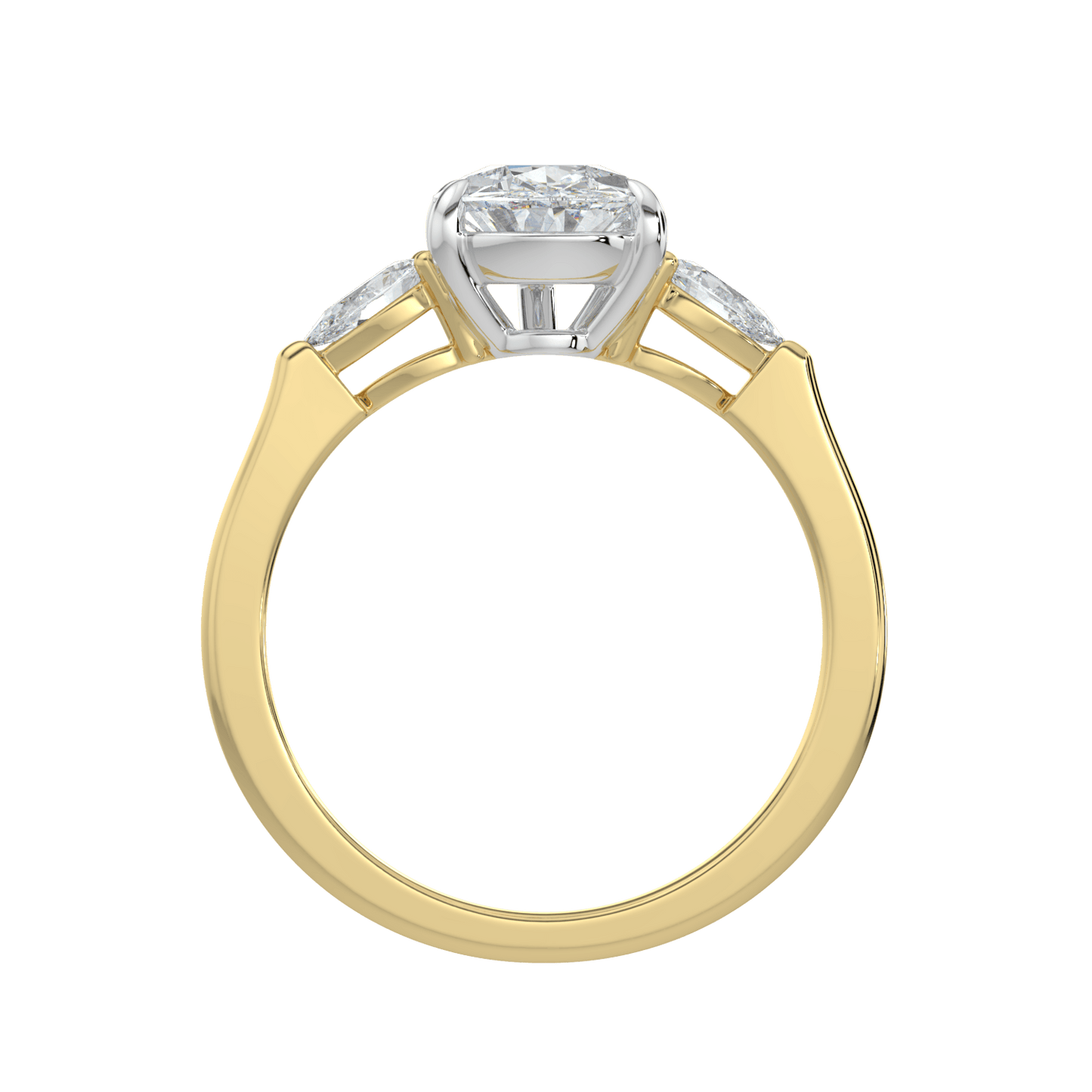 Aurielle Three Stone Ring with Tapered Band - Pear - AYKA JEWELS