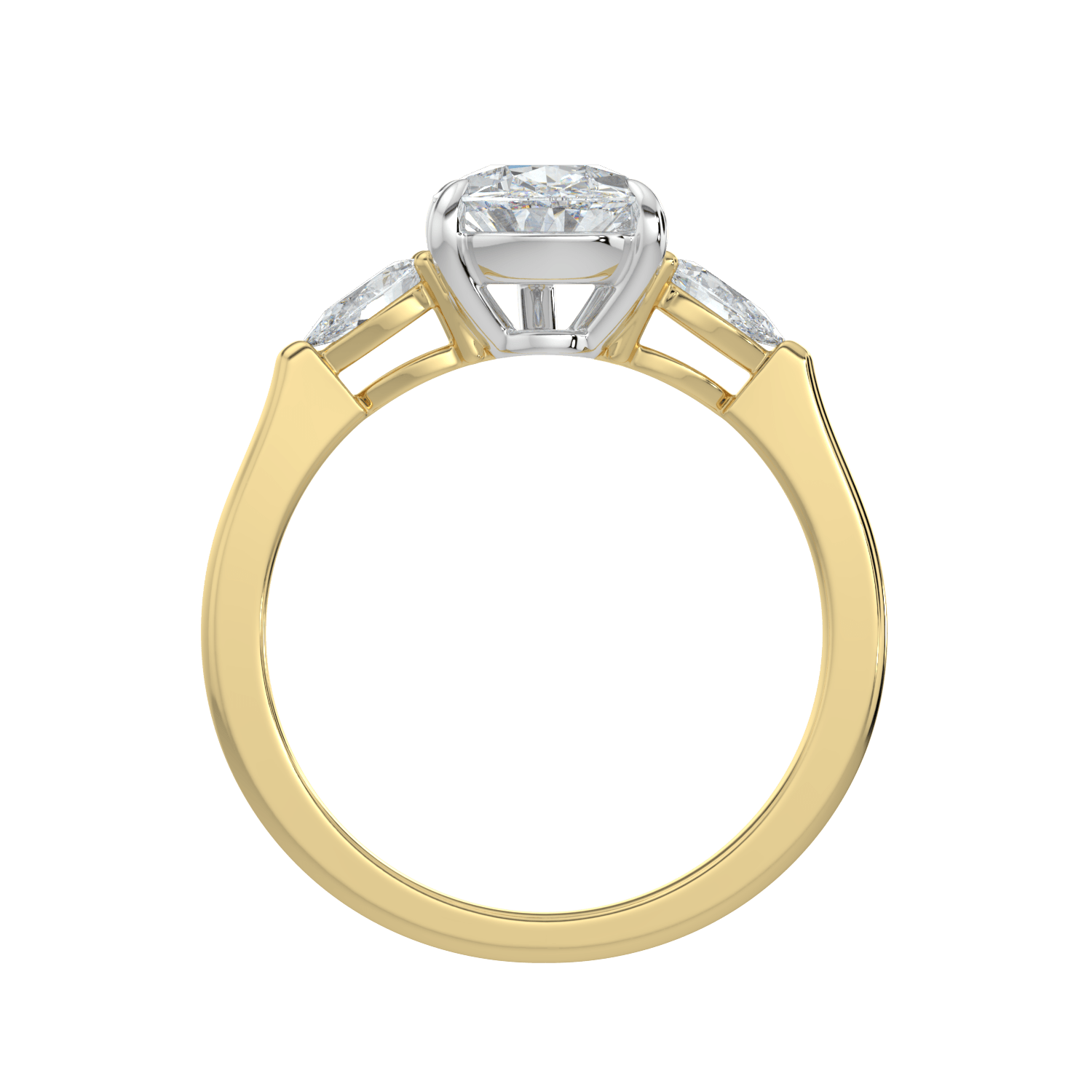 Aurielle Three Stone Ring with Tapered Band - Pear - AYKA JEWELS