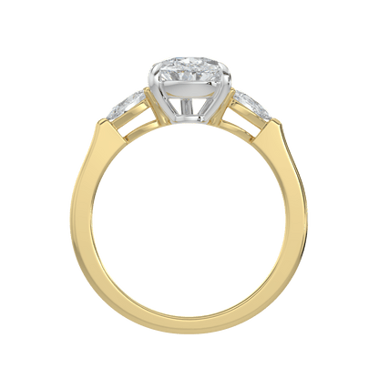 Aurielle Three Stone Ring with Tapered Band - Pear - AYKA JEWELS