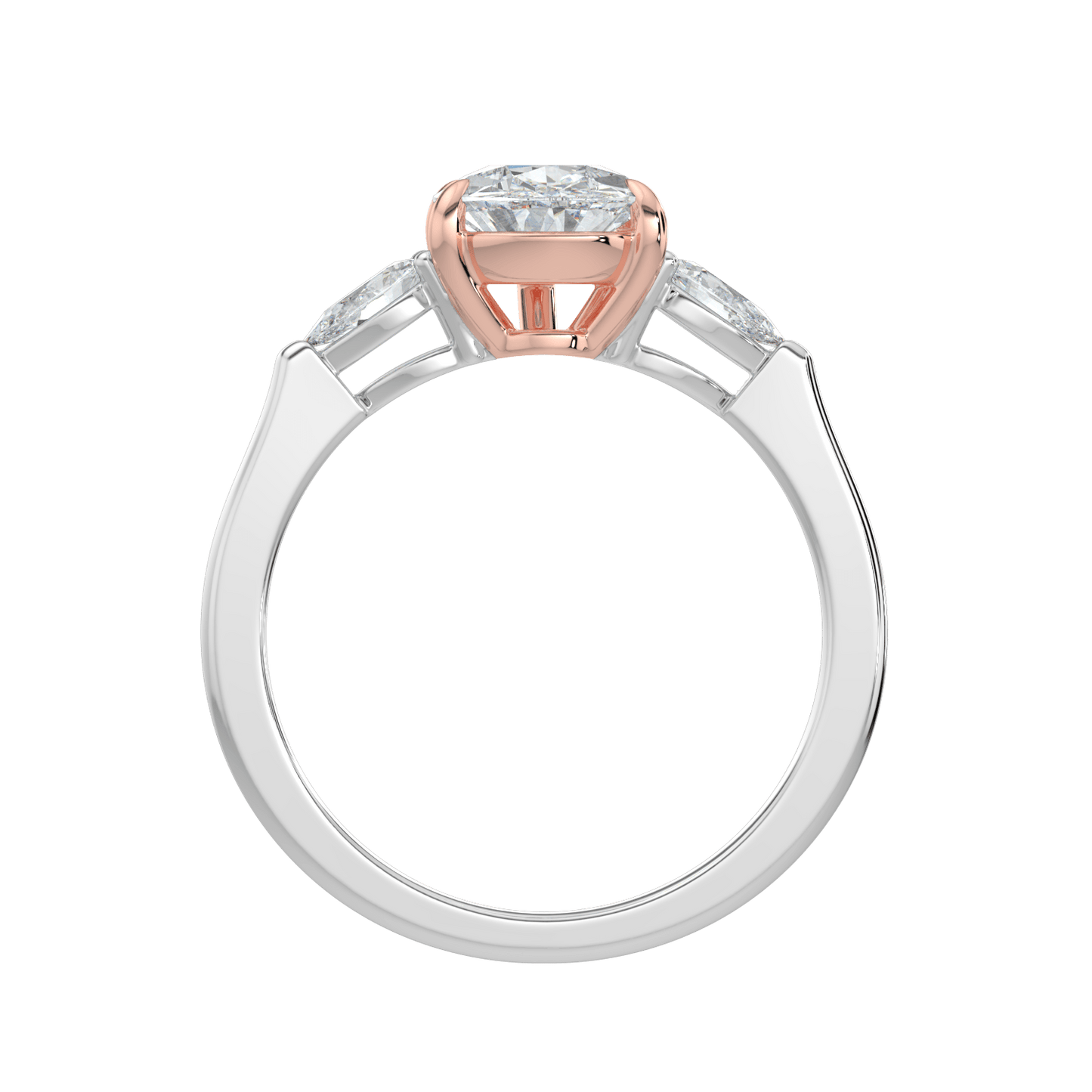 Aurielle Three Stone Ring with Tapered Band - Pear - AYKA JEWELS