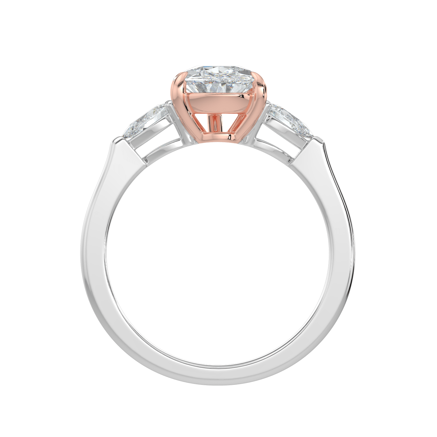 Aurielle Three Stone Ring with Tapered Band - Pear - AYKA JEWELS