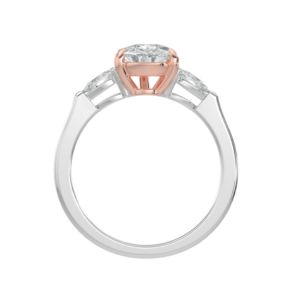 Aurielle Three Stone Ring with Tapered Band - Pear - AYKA JEWELS