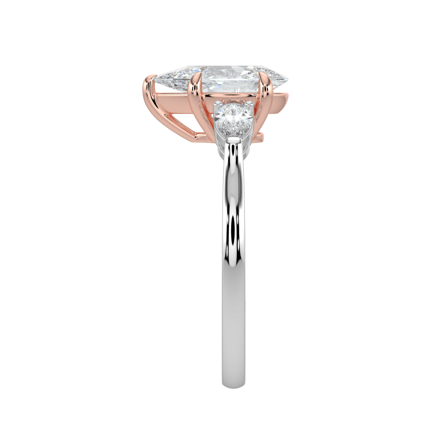 Aurielle Three Stone Ring with Tapered Band - Pear - AYKA JEWELS