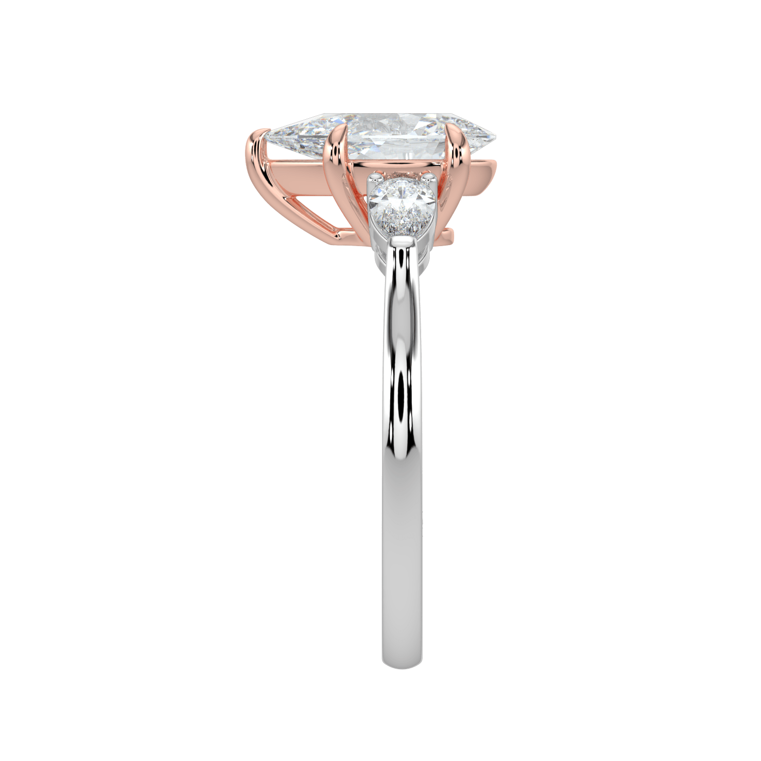 Aurielle Three Stone Ring with Tapered Band - Pear - AYKA JEWELS