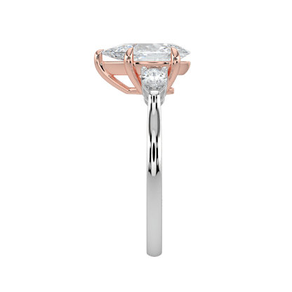 Aurielle Three Stone Ring with Tapered Band - Pear - AYKA JEWELS