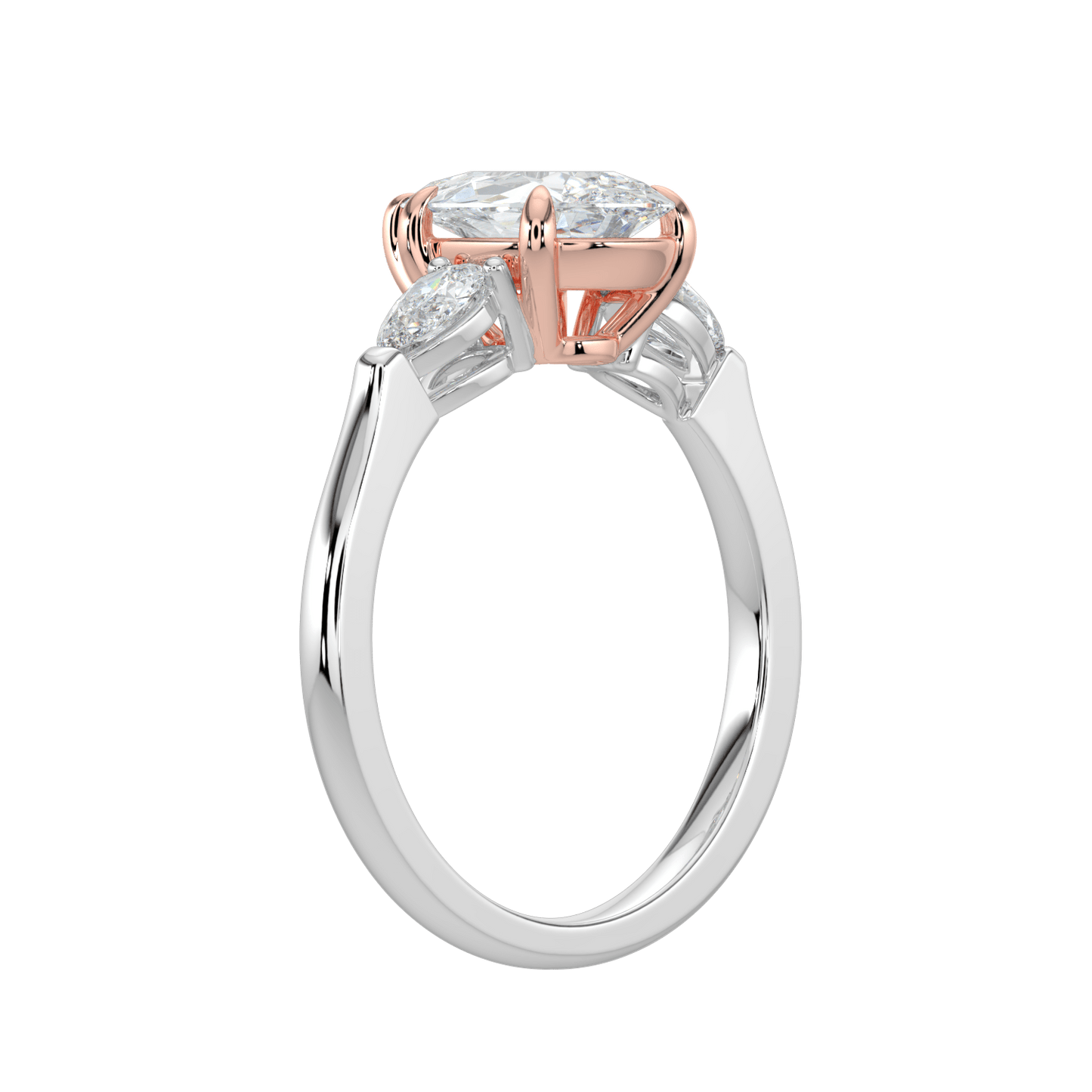 Aurielle Three Stone Ring with Tapered Band - Pear - AYKA JEWELS