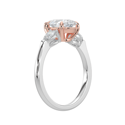 Aurielle Three Stone Ring with Tapered Band - Pear - AYKA JEWELS