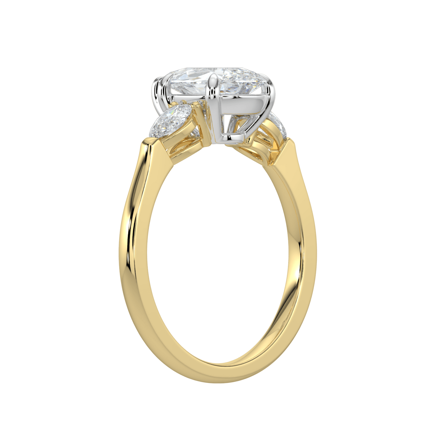 Aurielle Three Stone Ring with Tapered Band - Pear - AYKA JEWELS