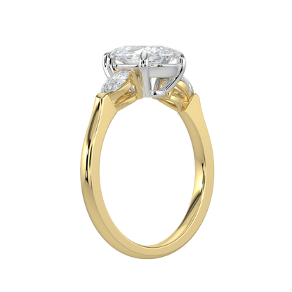 Aurielle Three Stone Ring with Tapered Band - Pear - AYKA JEWELS