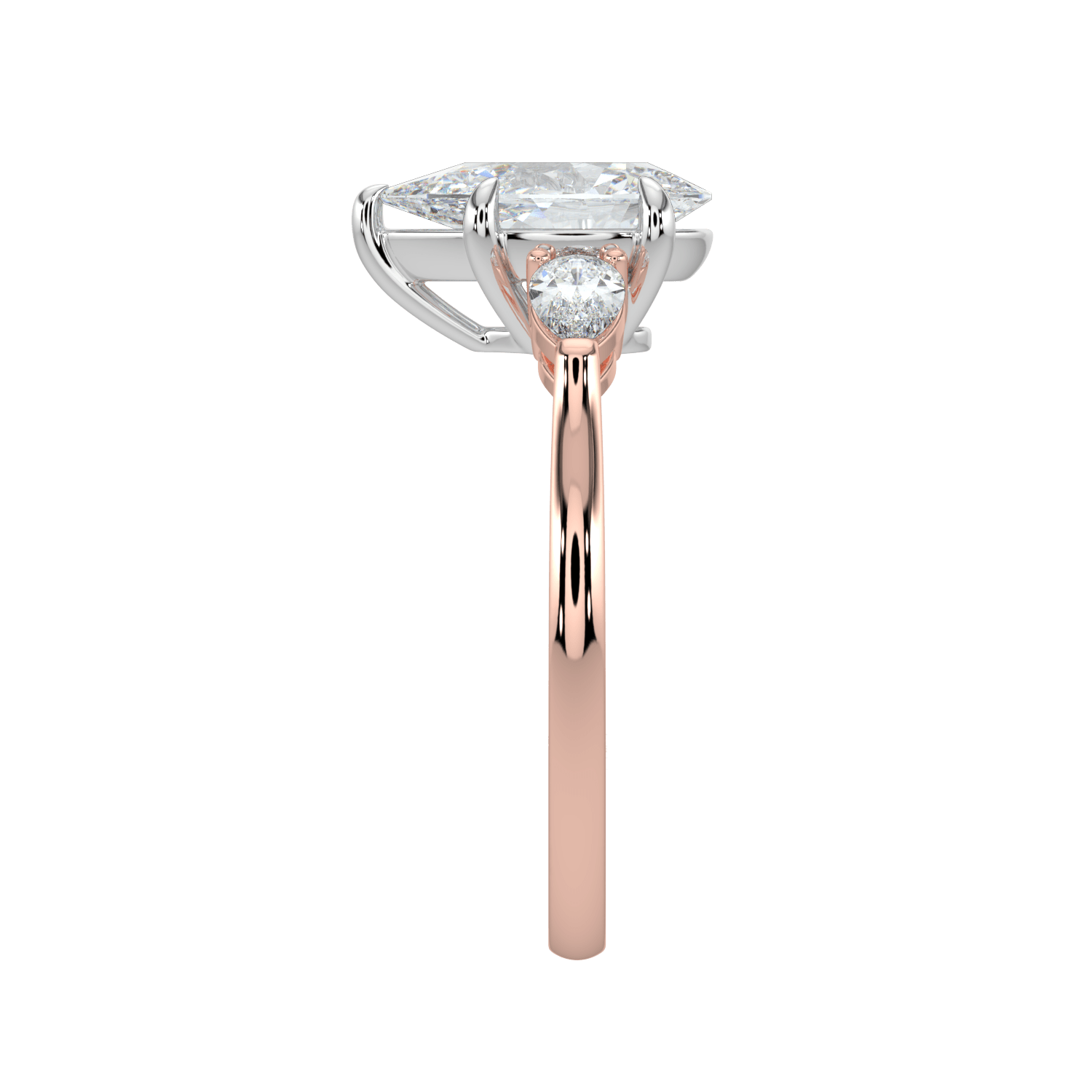 Aurielle Three Stone Ring with Tapered Band - Pear - AYKA JEWELS