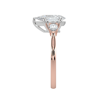 Aurielle Three Stone Ring with Tapered Band - Pear - AYKA JEWELS