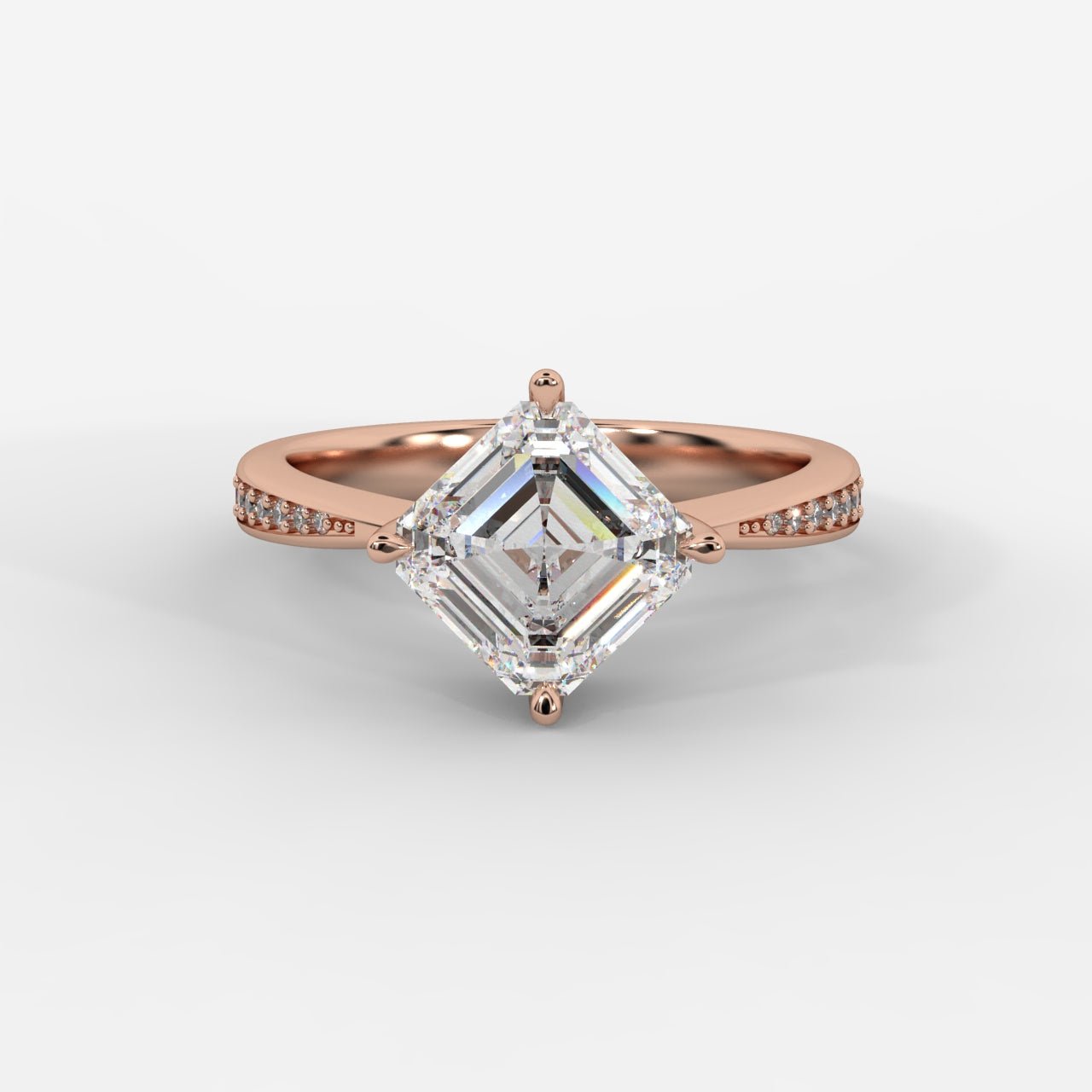 Aurora Diamond Ring with Pavé Band - Asscher - AYKA JEWELS