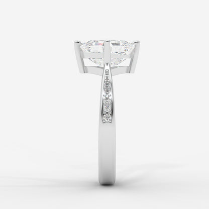 Aurora Diamond Ring with Pavé Band - Asscher - AYKA JEWELS