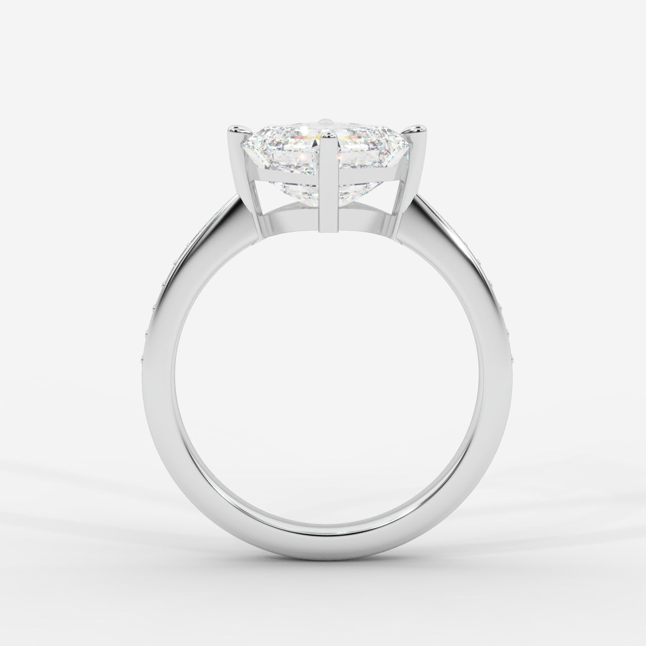 Aurora Diamond Ring with Pavé Band - Asscher - AYKA JEWELS