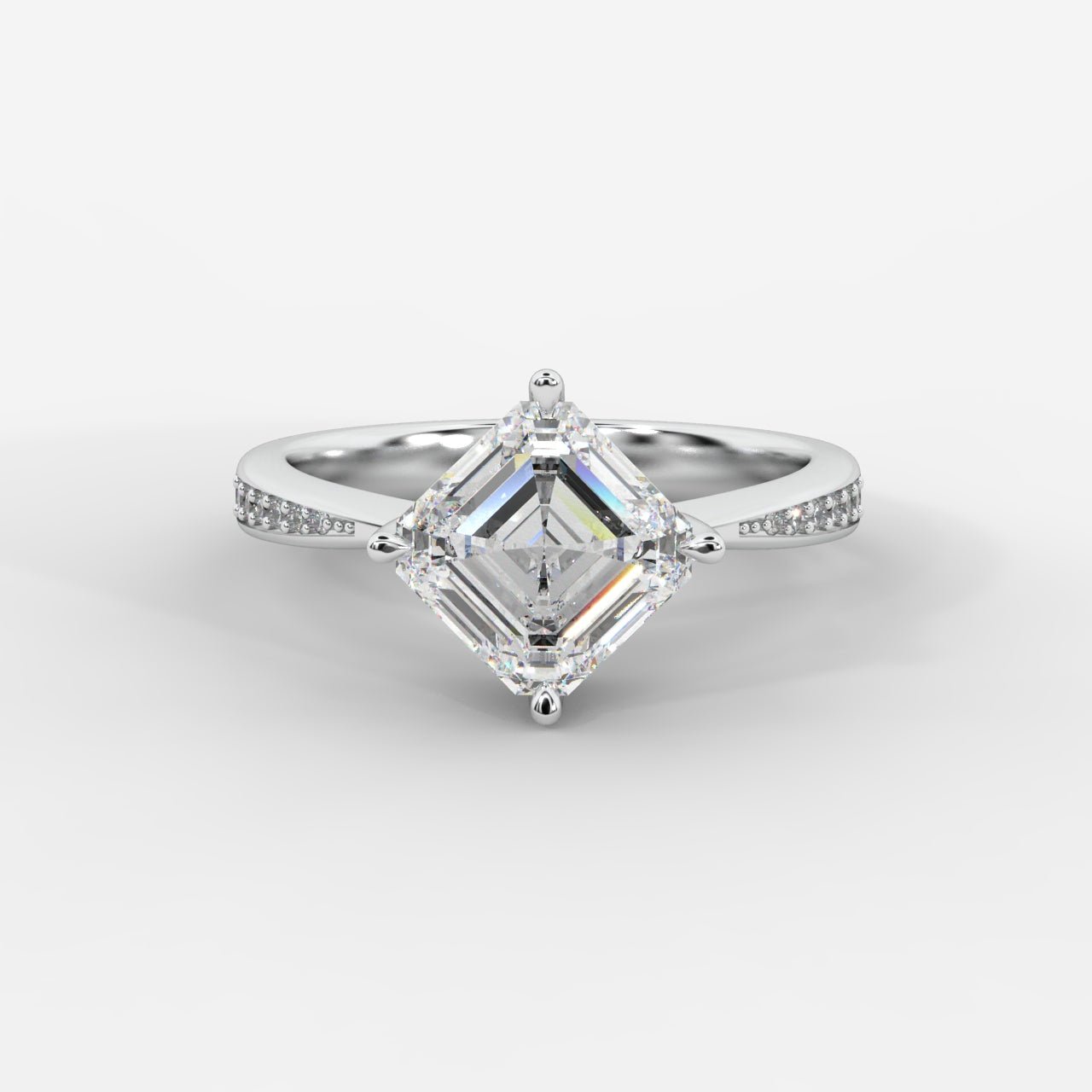 Aurora Diamond Ring with Pavé Band - Asscher - AYKA JEWELS
