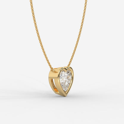 Avery Solitaire Pendant With 18" Adjustable Chain - Heart - AYKA JEWELS