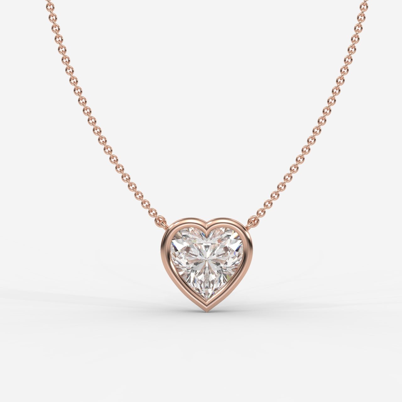 Avery Solitaire Pendant With 18" Adjustable Chain - Heart - AYKA JEWELS