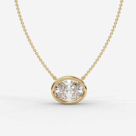 Avery Solitaire Pendant With 18" Adjustable Chain - Oval - AYKA JEWELS