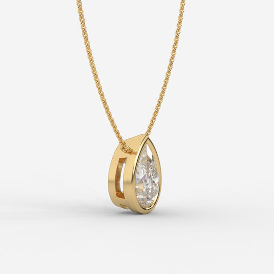 Avery Solitaire Pendant With 18" Adjustable Chain - Pear - AYKA JEWELS