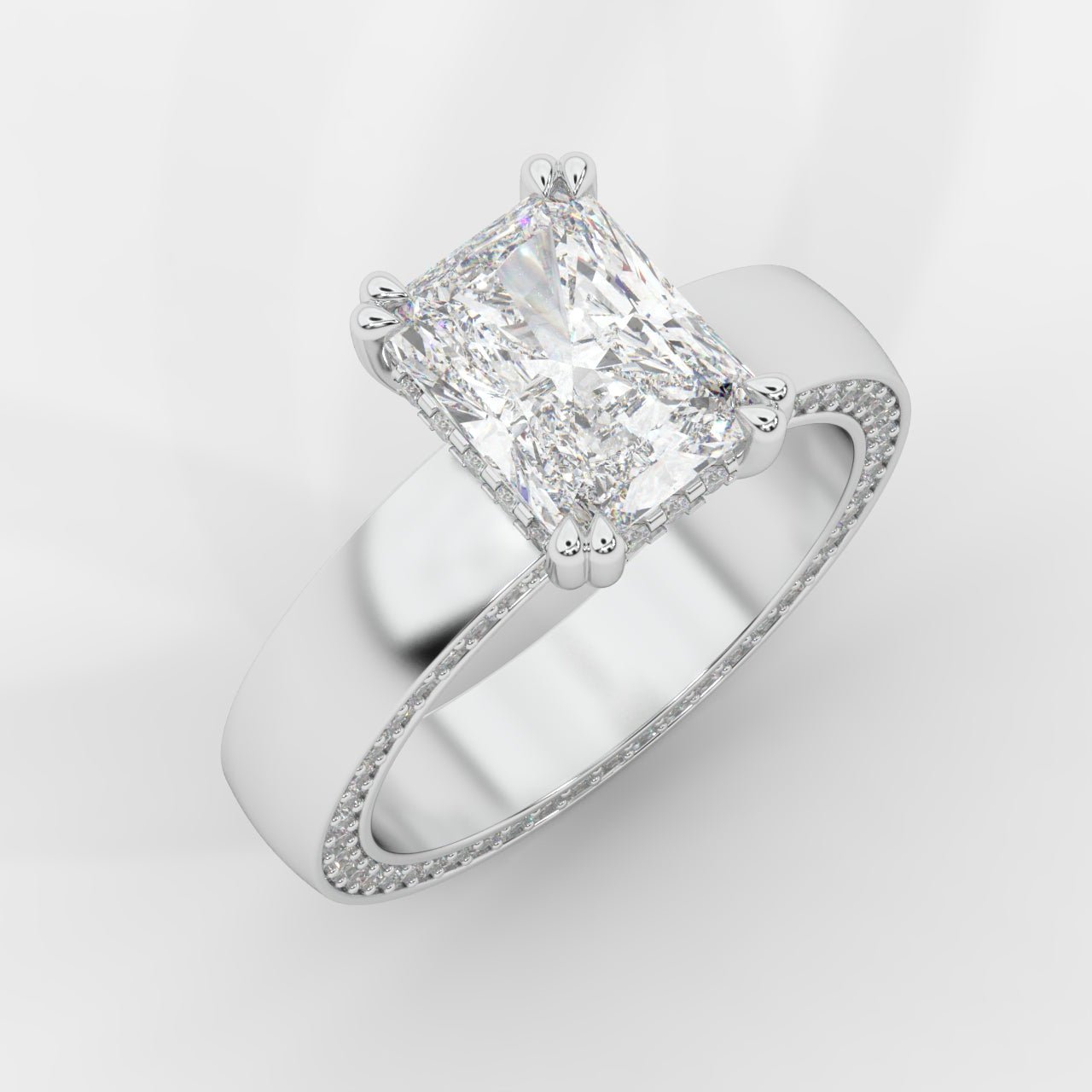 Bella Diamond Ring with Pavé Donut and Hidden Halo - Radiant - AYKA JEWELS