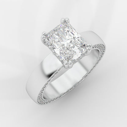 Bella Diamond Ring with Pavé Donut and Hidden Halo - Radiant - AYKA JEWELS