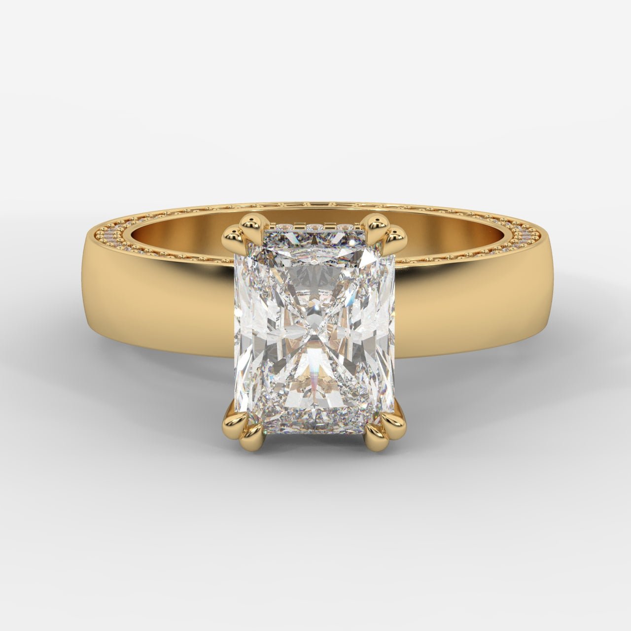 Bella Diamond Ring with Pavé Donut and Hidden Halo - Radiant - AYKA JEWELS