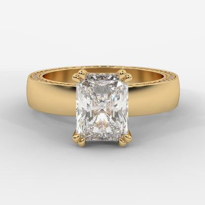 Bella Diamond Ring with Pavé Donut and Hidden Halo - Radiant - AYKA JEWELS