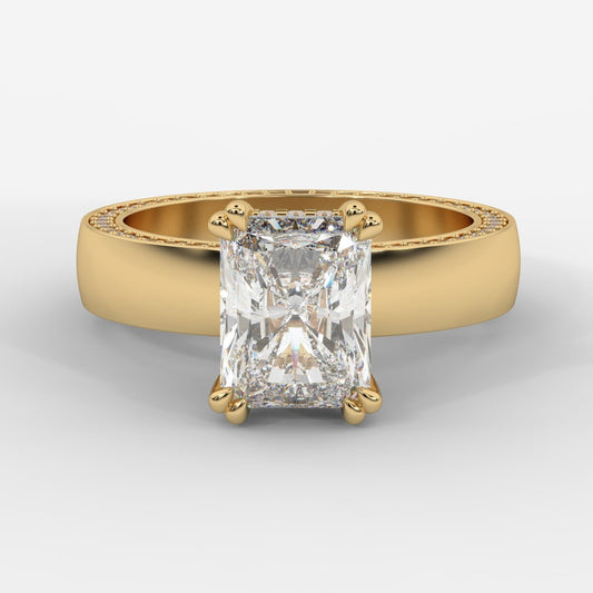Bella Diamond Ring with Pavé Donut and Hidden Halo - Radiant - AYKA JEWELS